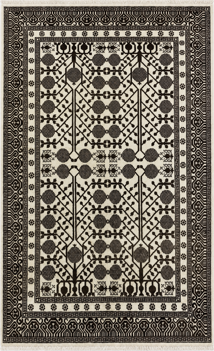 Handgemaakt wollen Chobi-vloerkleed 7x10 - Ivoor/bruin vloerkleed in Perzische stijl - Exacte afmeting 10'1" x 6'8" - KBHM-7735