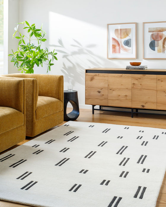 Jason Wu Rhythm wollen vloerkleed — Ivoor / Zwart | JSW-1003
