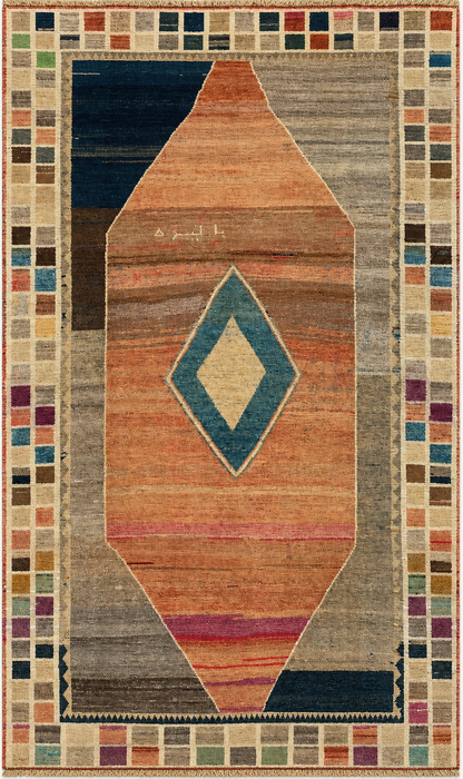 Handgemaakt Perzisch wollen vloerkleed 7x10 - Veelkleurig geometrisch kleed in Perzische stijl - Exacte afmeting 6'6" x 9'6" - KBHM-1134
