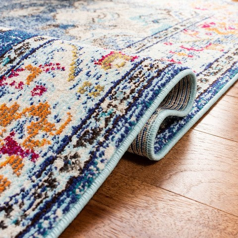 Vintage Medaillon Vloerkleed – Marineblauw / Turkoois Multi – 244 x 335 cm