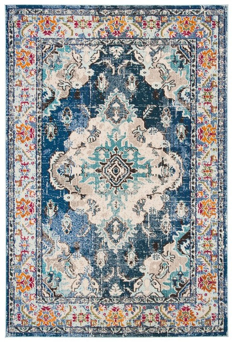 Vintage Medaillon Vloerkleed – Marineblauw / Turkoois Multi – 244 x 335 cm