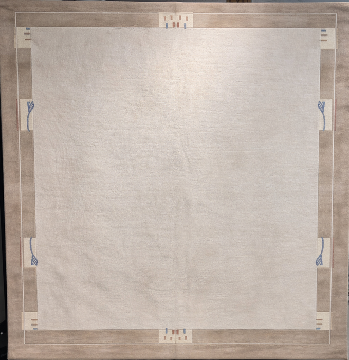8'x8' Modern handgeknoopt Nepalees wollen vloerkleed - Bruin/Beige