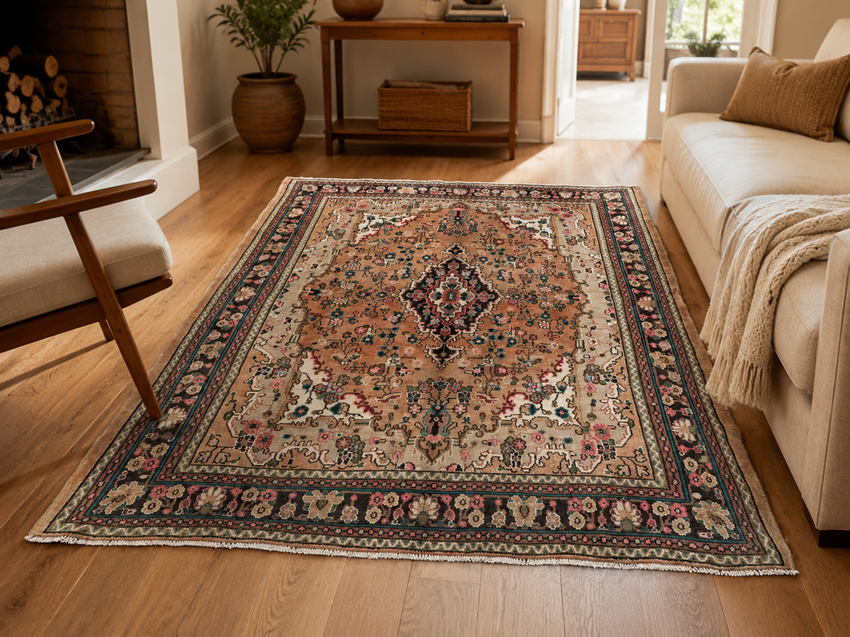Handgemaakt Perzisch wollen vloerkleed 213x305 cm room styling example