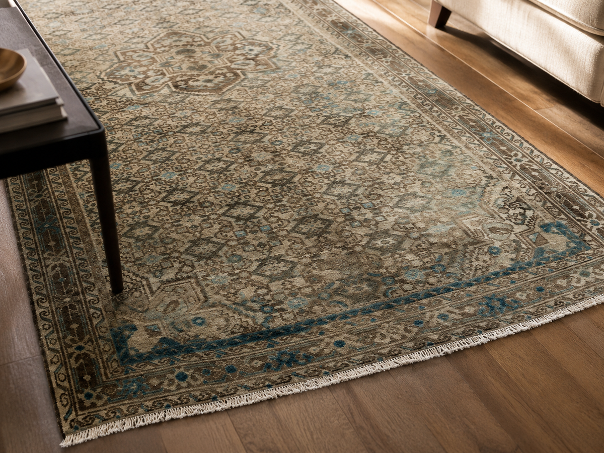 Handgemaakt Perzisch wollen vloerkleed 213x305 cm wool texture and pattern detail