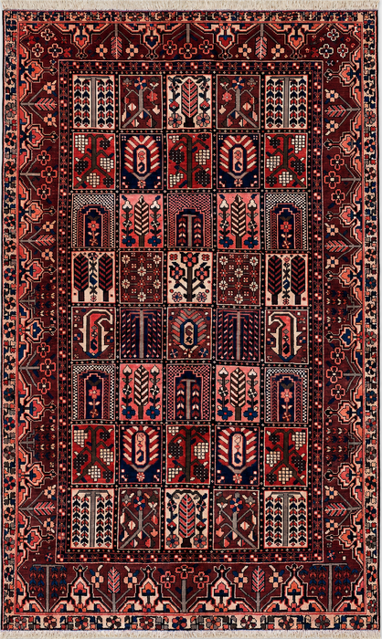 289,5 x 200,6 cm handgeknoopt Perzisch wollen tapijt - Rood, marineblauw & ivoorkleurig geometrisch Perzisch stijl tapijt - KBHM-775