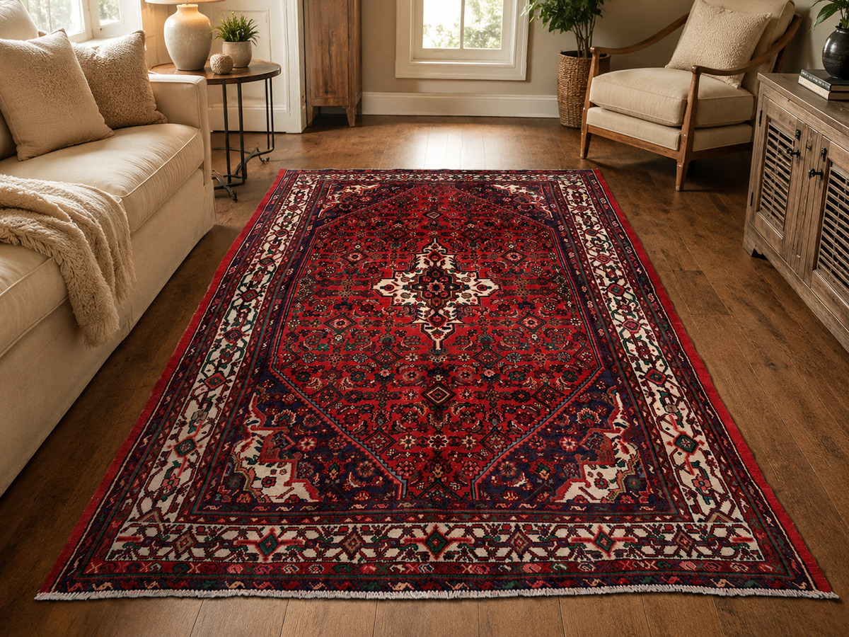 Handgemaakt Perzisch wollen vloerkleed 7x10 room styling example