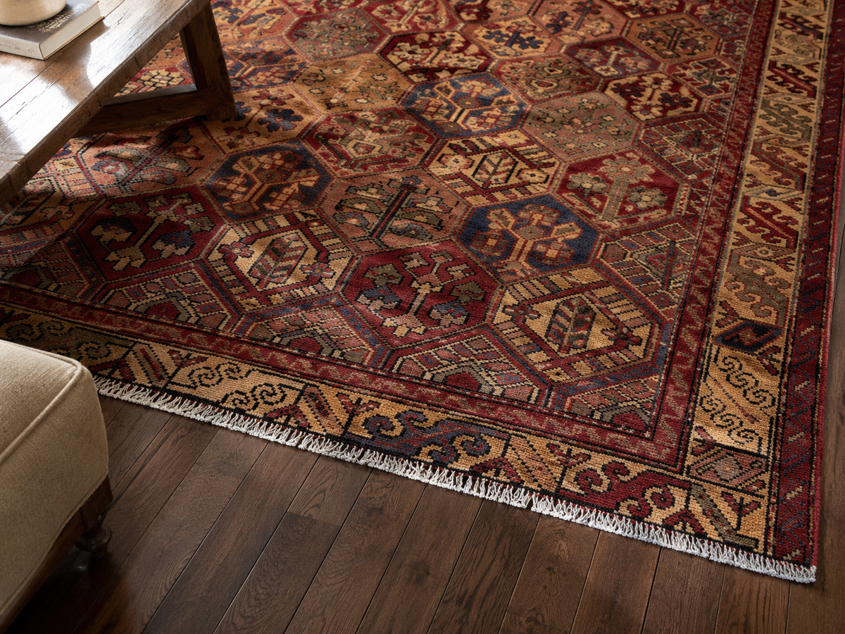 Handgemaakt Perzisch wollen vloerkleed 213x305 cm wool texture and pattern detail