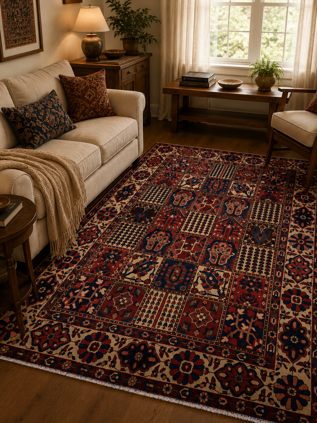 Handgemaakt Perzisch wollen vloerkleed 215x300 room styling example