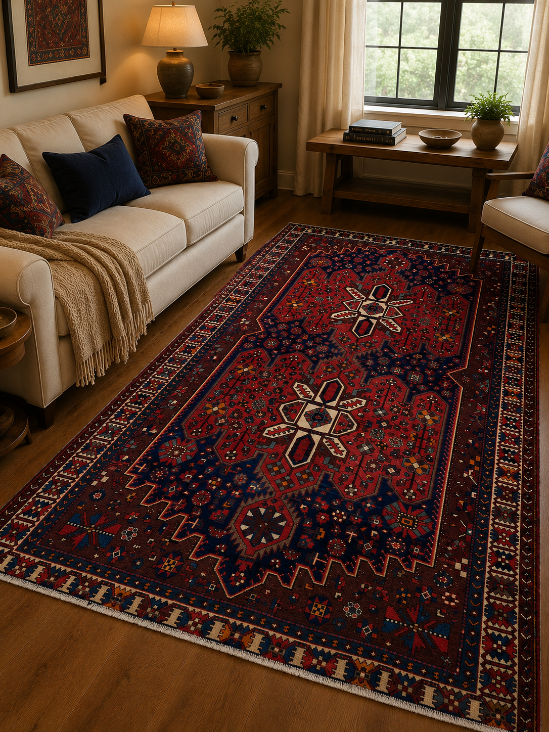 Handgemaakt Perzisch wollen vloerkleed 213x305 cm room styling example