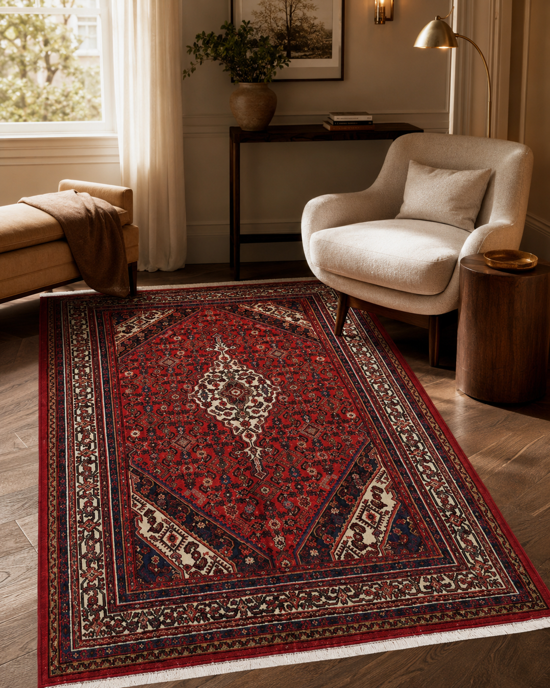Handgemaakt Perzisch wollen vloerkleed 213x305 cm room styling example