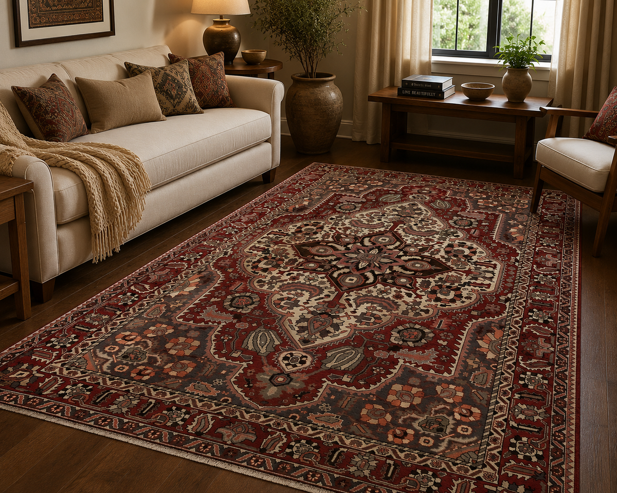 Handgemaakt Perzisch wollen vloerkleed 210x300 room styling example