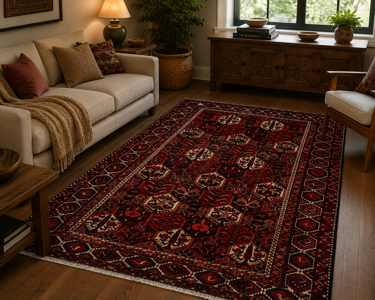 Handgemaakt Perzisch wollen vloerkleed 210x305 room styling example