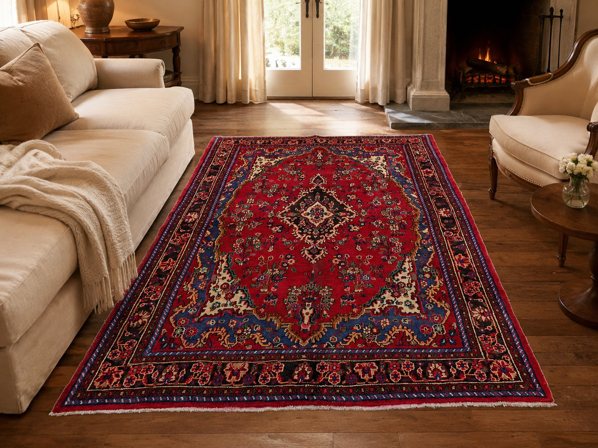 Handgemaakt Perzisch wollen vloerkleed 213x305 cm room styling example