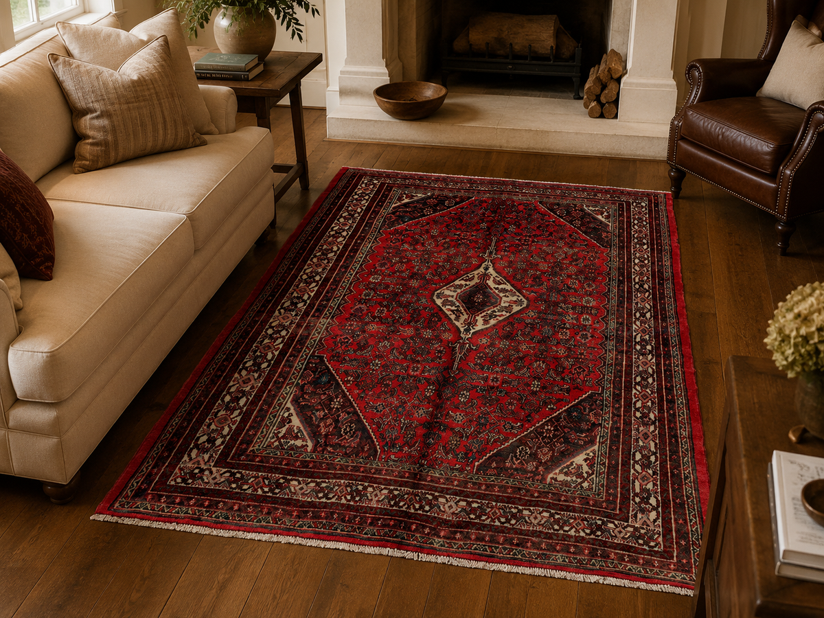 Handgemaakt Perzisch wollen vloerkleed 213x305 cm room styling example