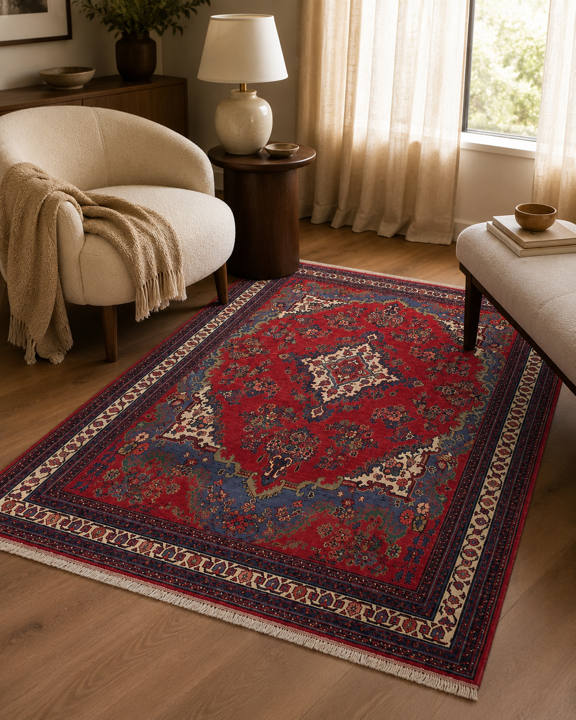 Handgemaakt Perzisch wollen vloerkleed 210x305 cm room styling example