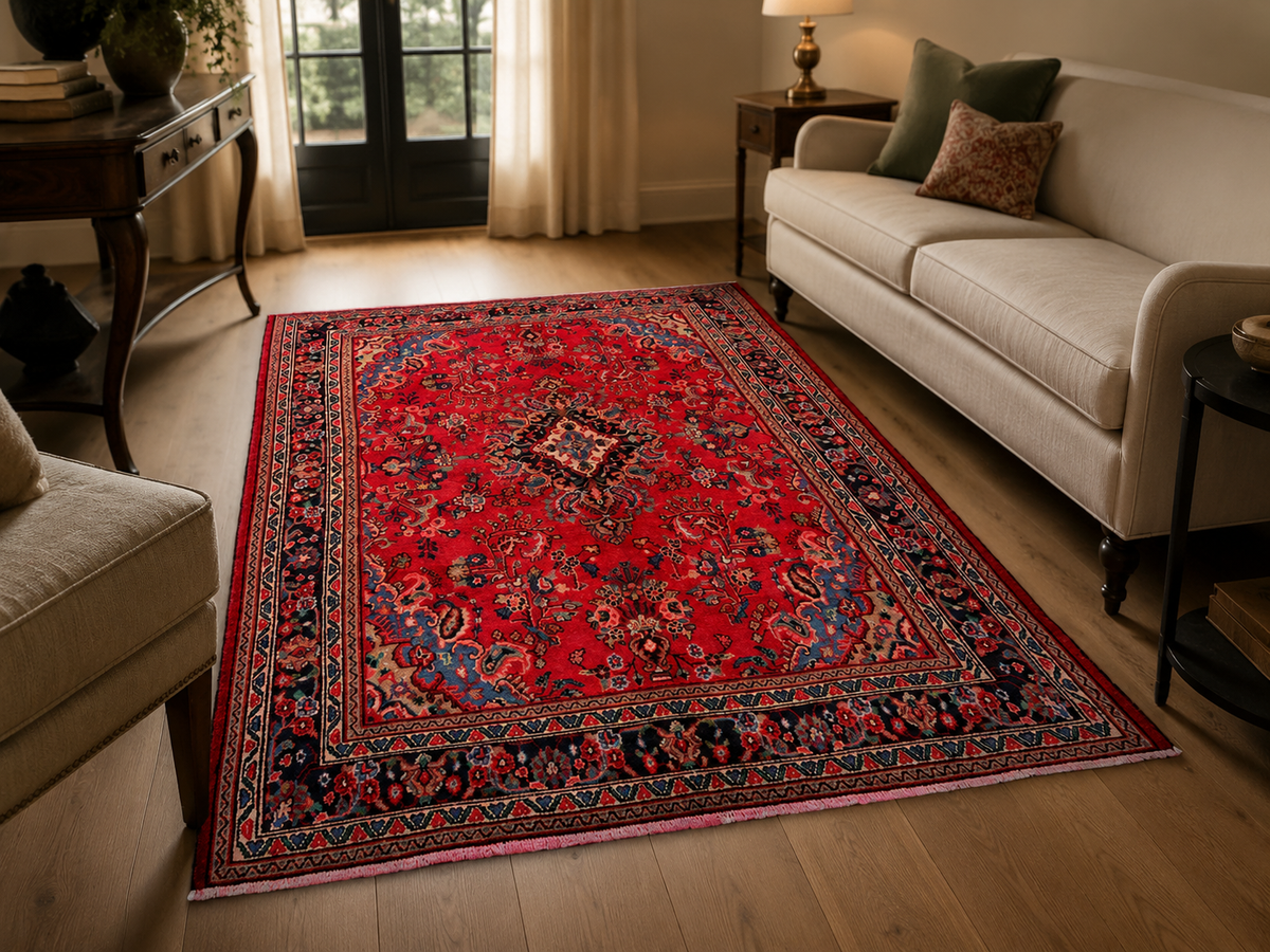 9'9" x 7'0" Handmade Persian Wool Rug room styling example