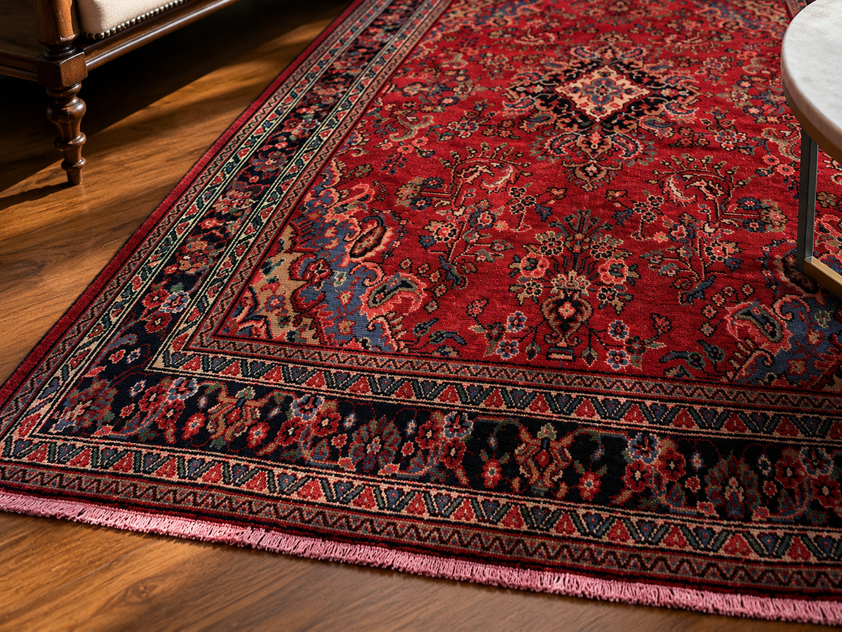 9'9" x 7'0" Handmade Persian Wool Rug wool texture and pattern detail