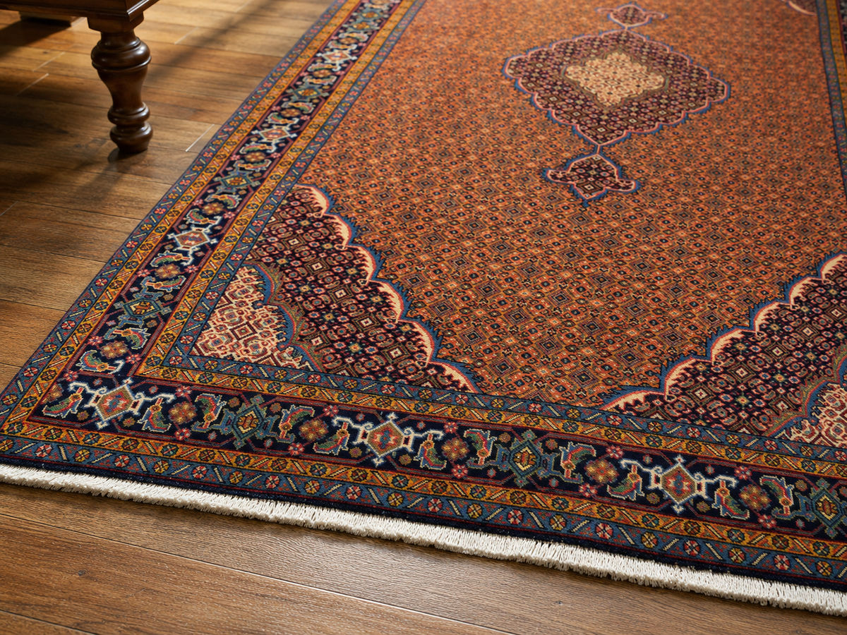 9'11" x 6'4" Handmade Persian Wool Rug wool texture and pattern detail
