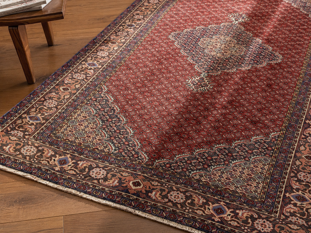 Handgemaakt Perzisch wollen vloerkleed 213x305 cm wool texture and pattern detail