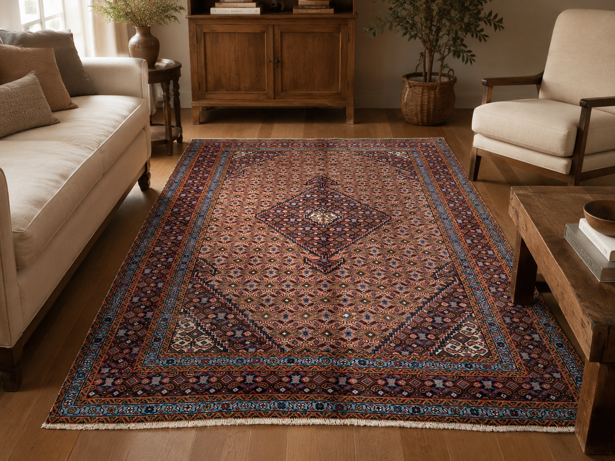 Handgemaakt Perzisch wollen vloerkleed 213x305 cm room styling example