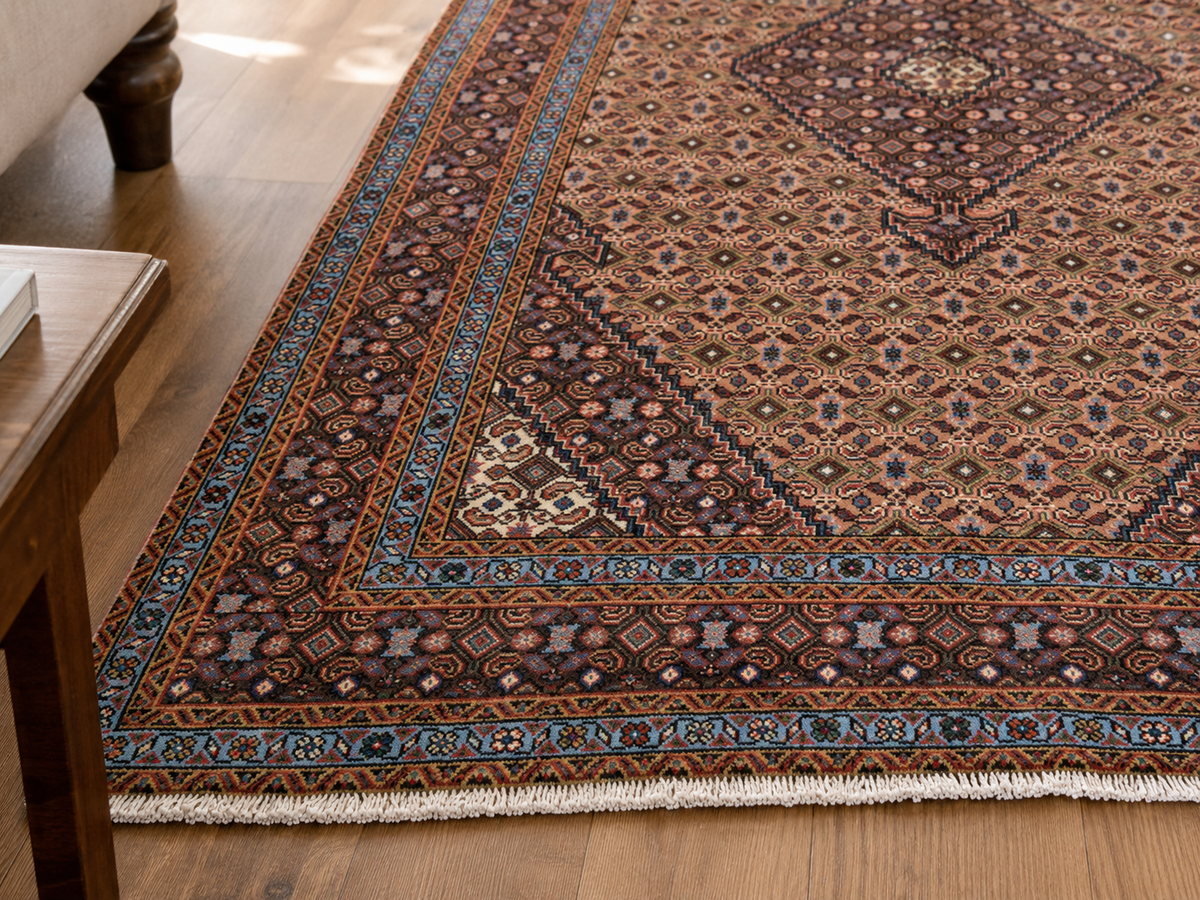 Handgemaakt Perzisch wollen vloerkleed 213x305 cm wool texture and pattern detail