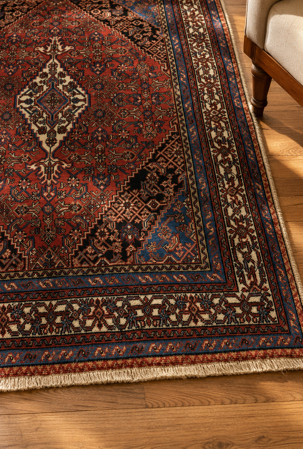 Handgeweven Perzisch wollen vloerkleed 213x305 cm wool texture and pattern detail