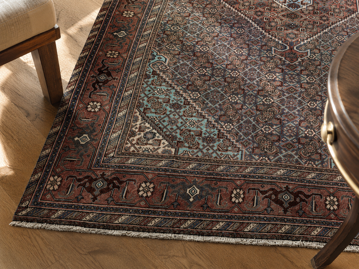 Handgemaakt Perzisch wollen vloerkleed 213x305 cm wool texture and pattern detail