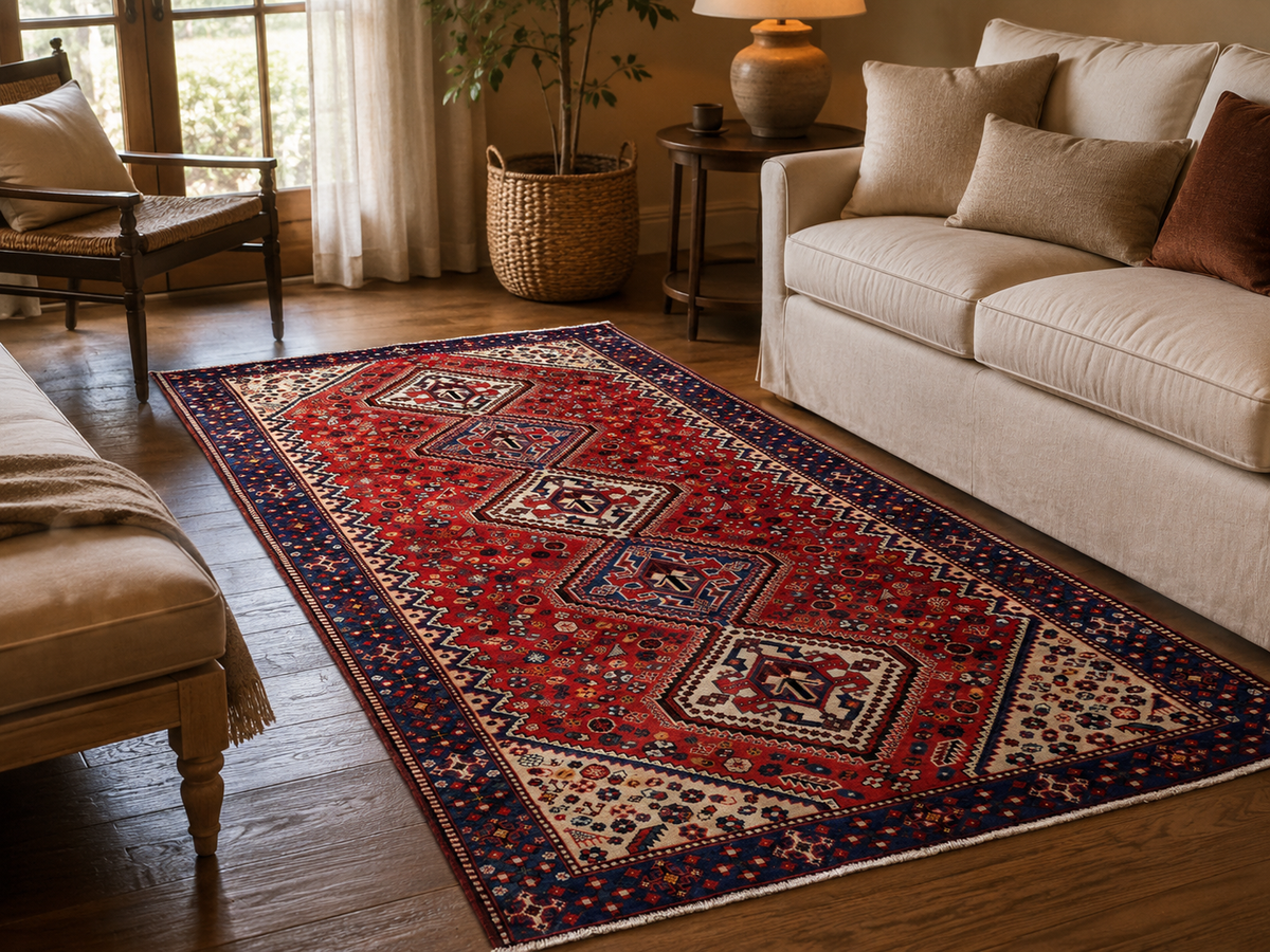 9'10" x 5'4" Handmade Persian Wool Rug room styling example