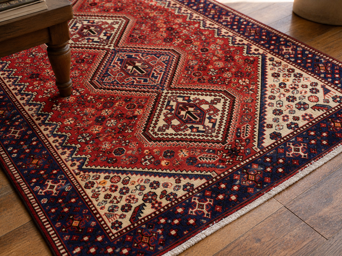 9'10" x 5'4" Handmade Persian Wool Rug wool texture and pattern detail