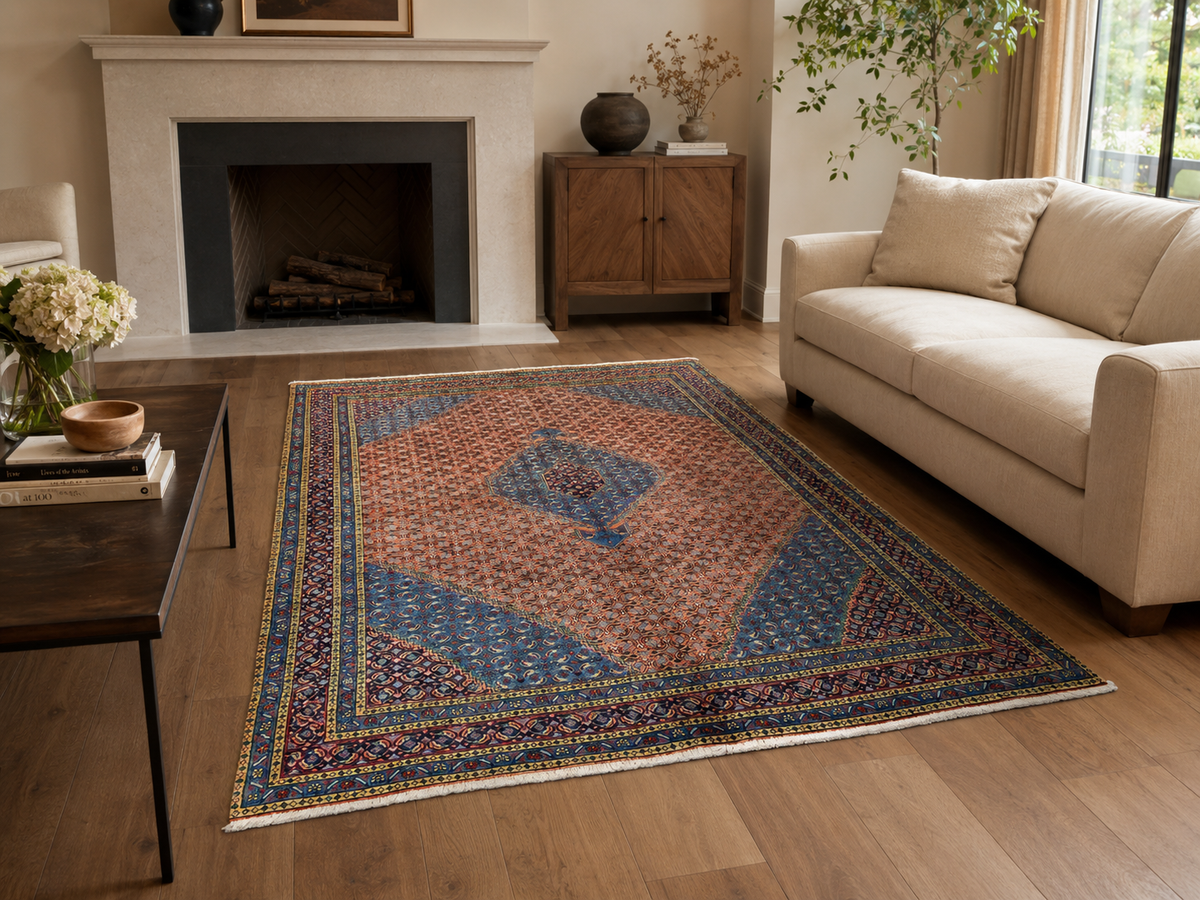 Handgemaakt Perzisch wollen karpet 7x10 styled in a room
