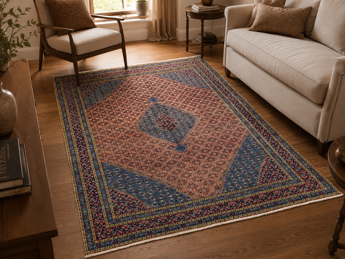 Handgemaakt Perzisch wollen karpet 7x10 room styling example