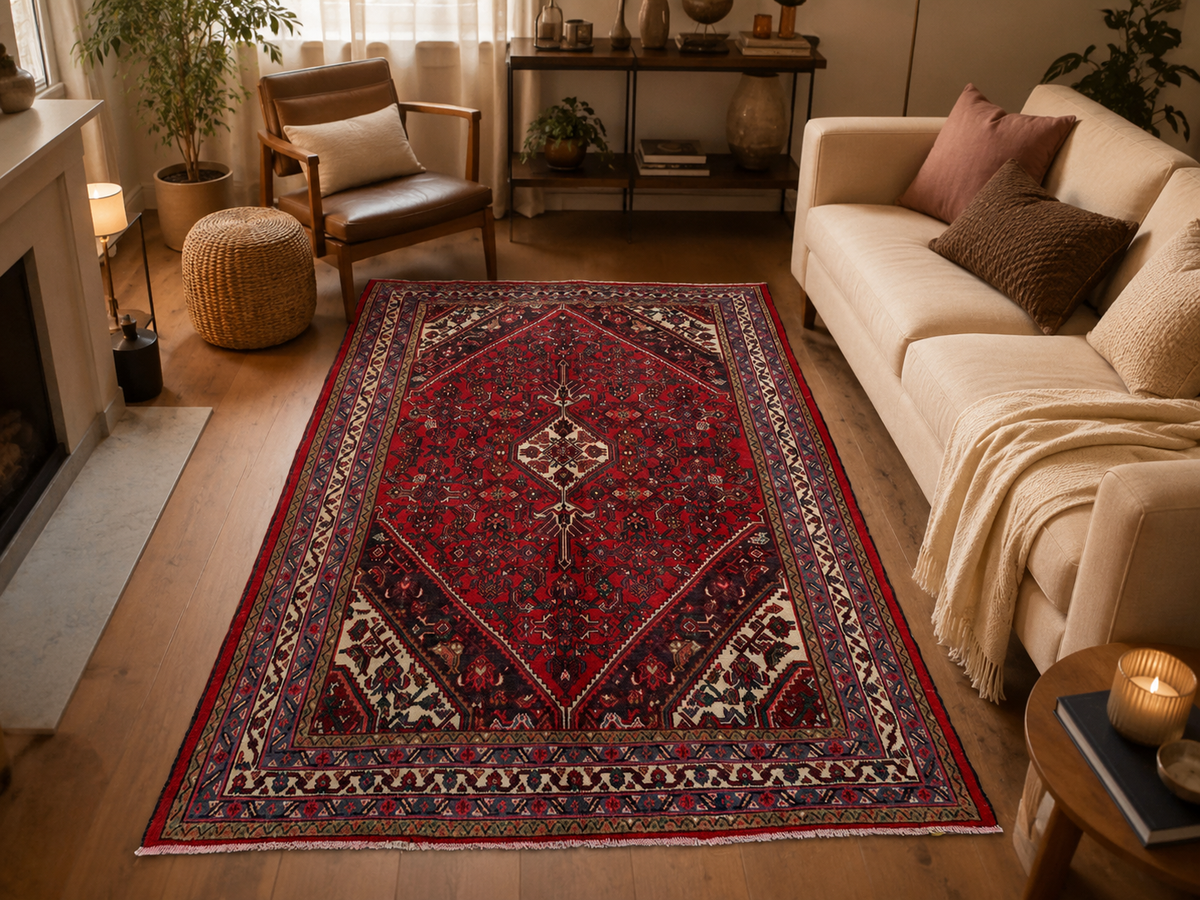 9'10" x 6'11" Handmade Persian Wool Rug room styling example