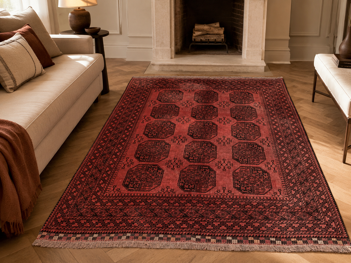 Handgemaakt Perzisch wollen vloerkleed 7x10 room styling example