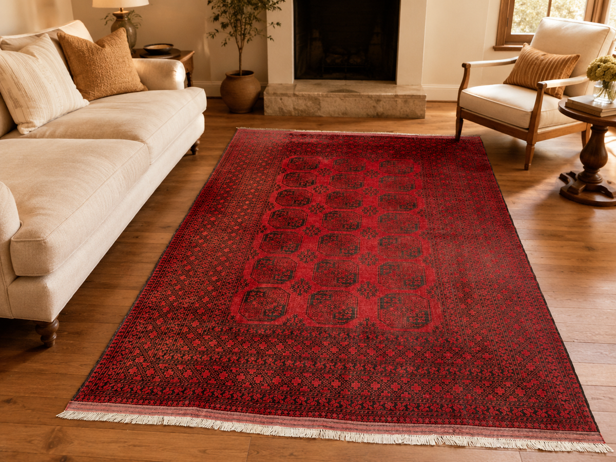 Handgemaakt Perzisch wollen vloerkleed 7x10 room styling example