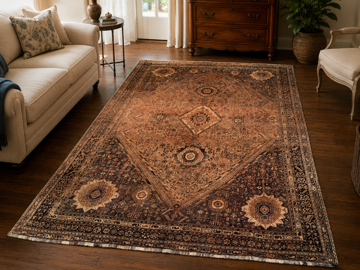 Handgemaakt Perzisch wollen vloerkleed 7x10 room styling example