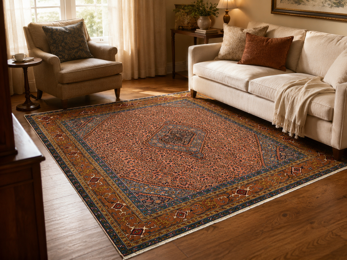 Handgemaakt Perzisch wollen vloerkleed 213x305 cm room styling example