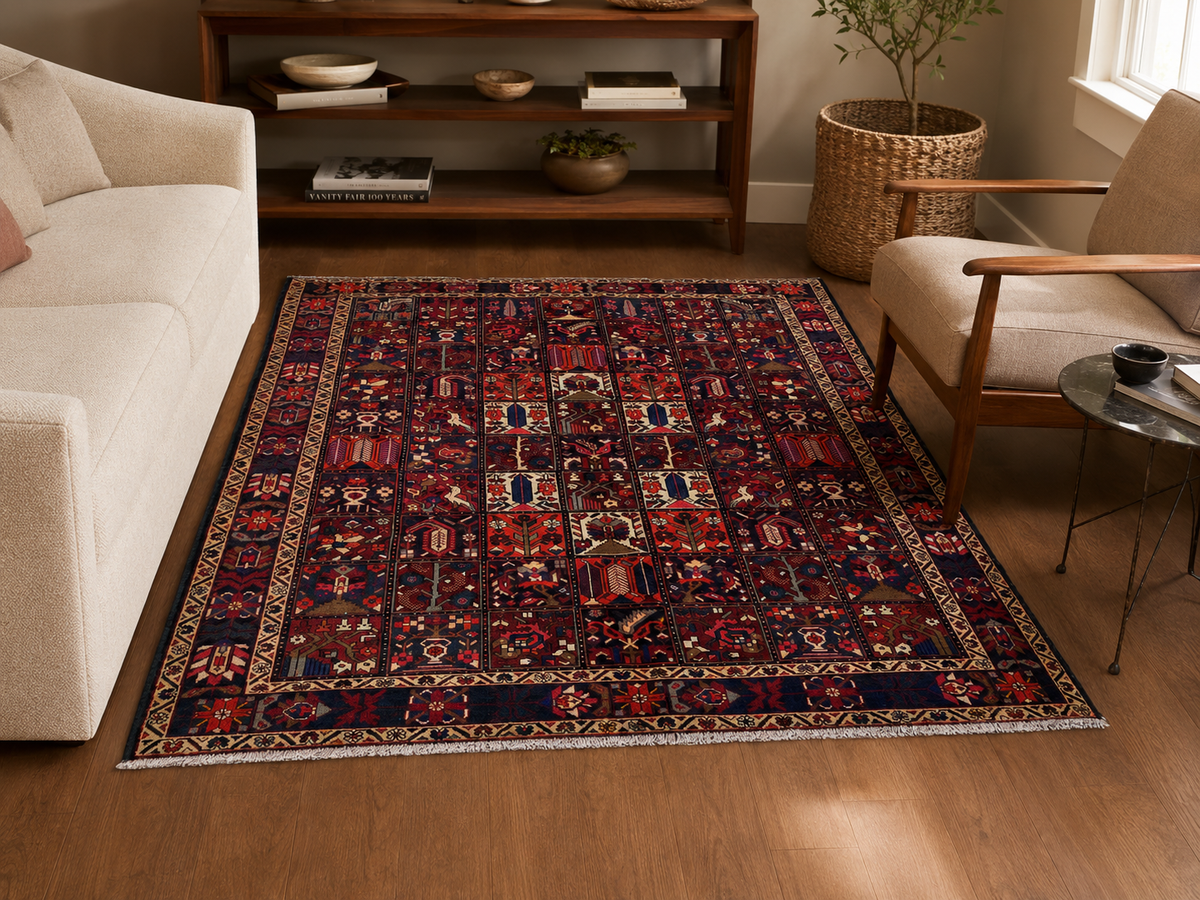 Handgemaakt Perzisch wollen vloerkleed 7x10 room styling example