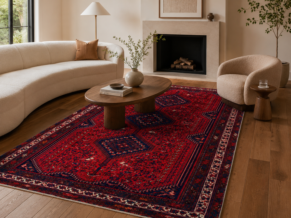 Handgeweven Perzisch wollen karpet 7x10 styled in a room