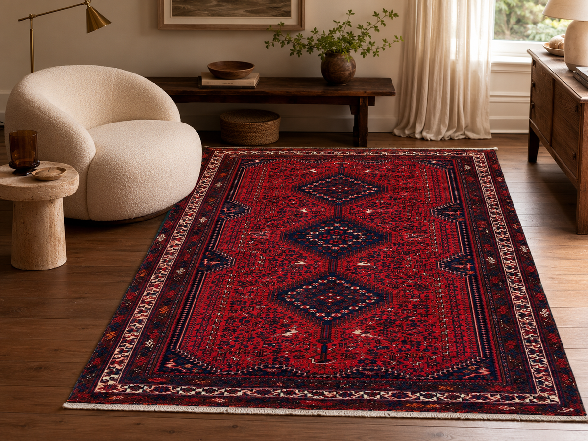 Handgeweven Perzisch wollen karpet 7x10 room styling example
