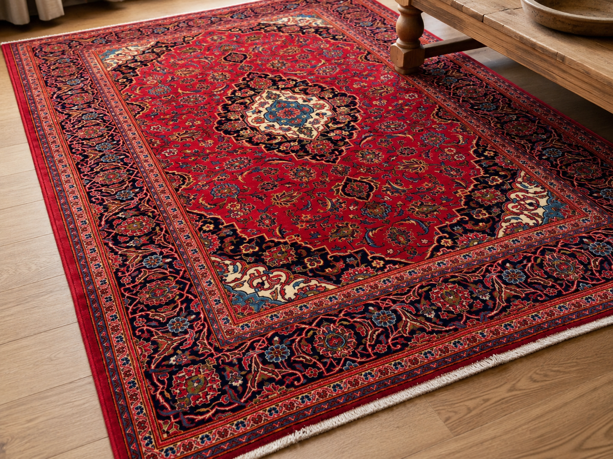 Handgemaakt Perzisch wollen vloerkleed 213x305 cm wool texture and pattern detail
