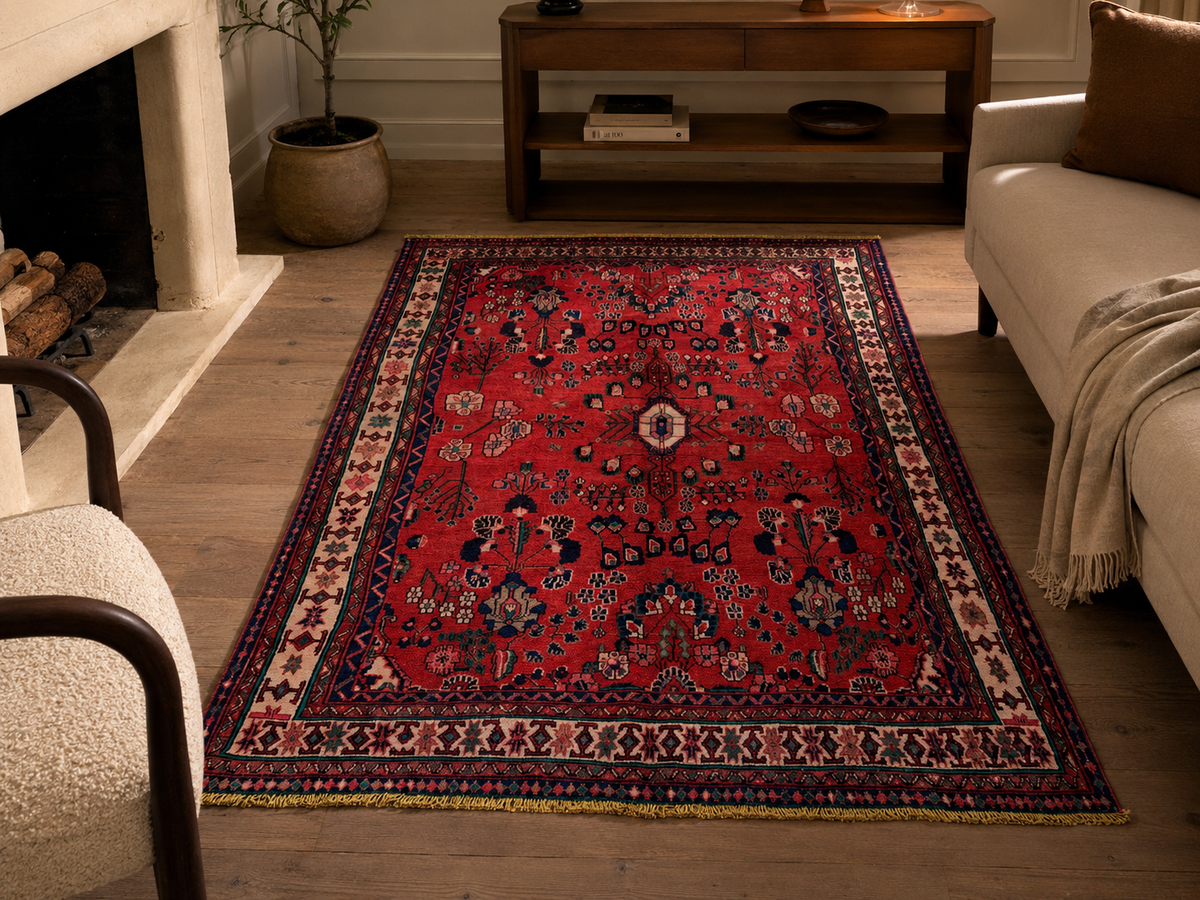 10'1" x 6'9" Handmade Persian Wool Rug room styling example