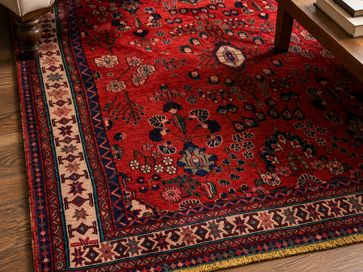 10'1" x 6'9" Handmade Persian Wool Rug wool texture and pattern detail