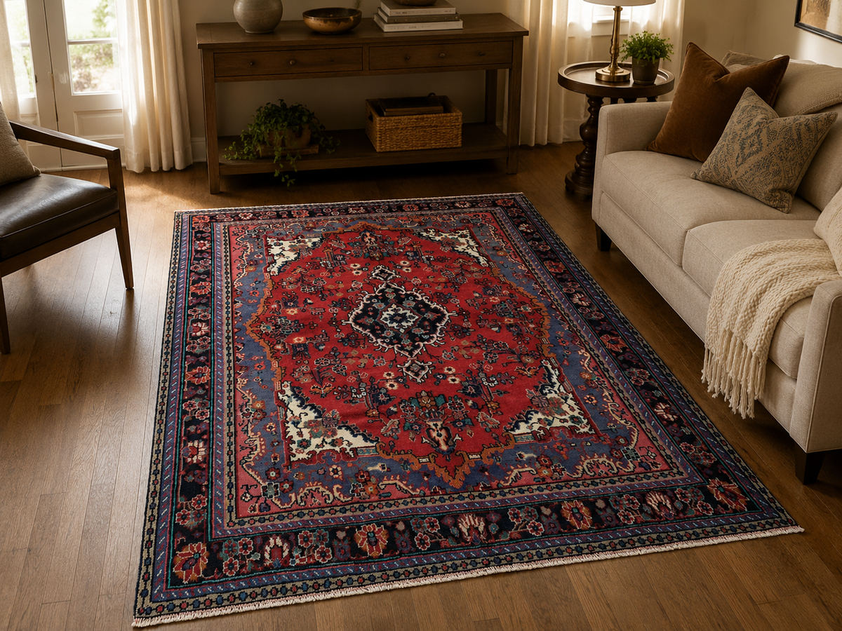 Handgemaakt Perzisch wollen vloerkleed 210x300 room styling example
