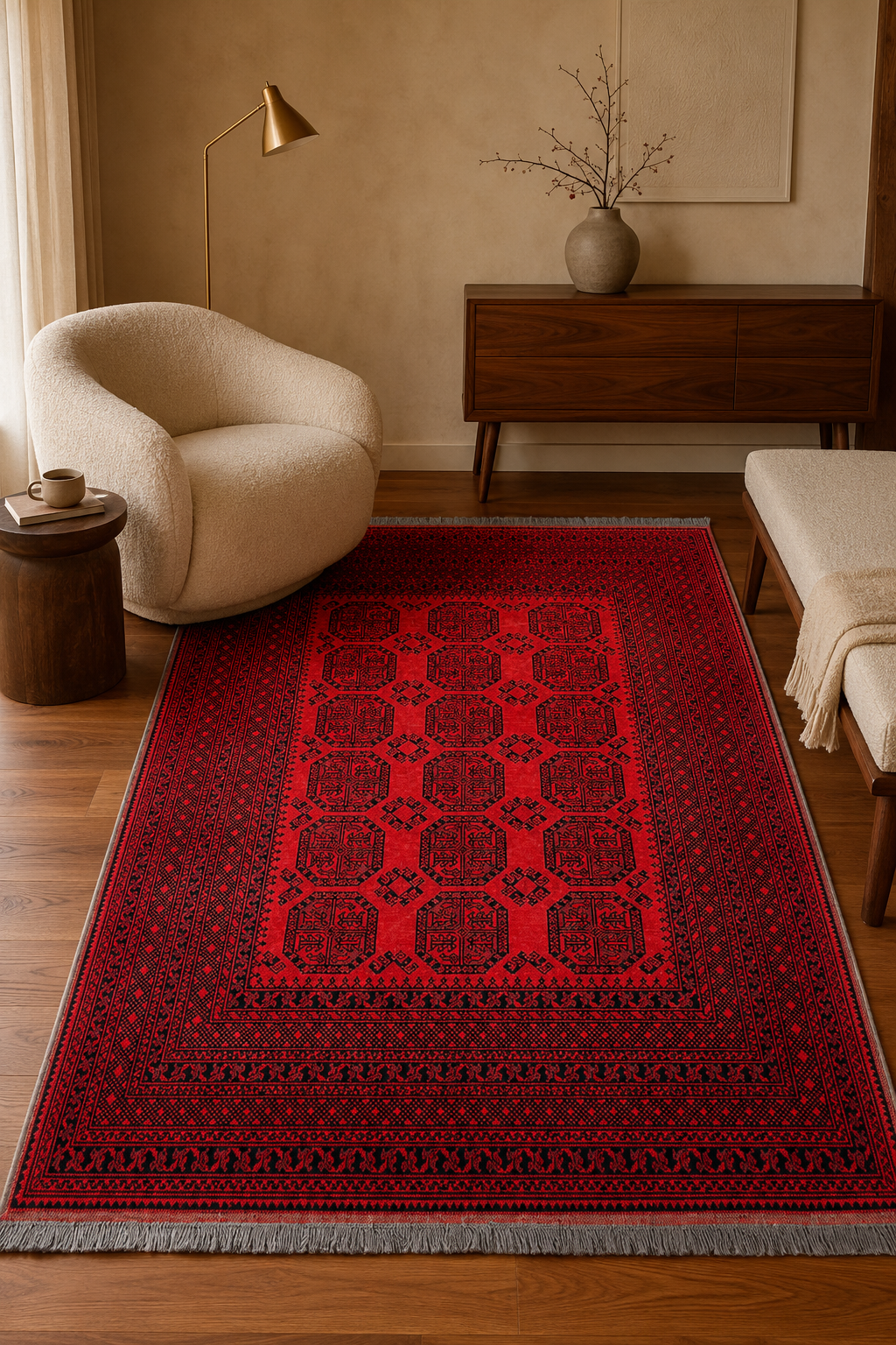 Handgemaakt Perzisch wollen vloerkleed 7x10 room styling example