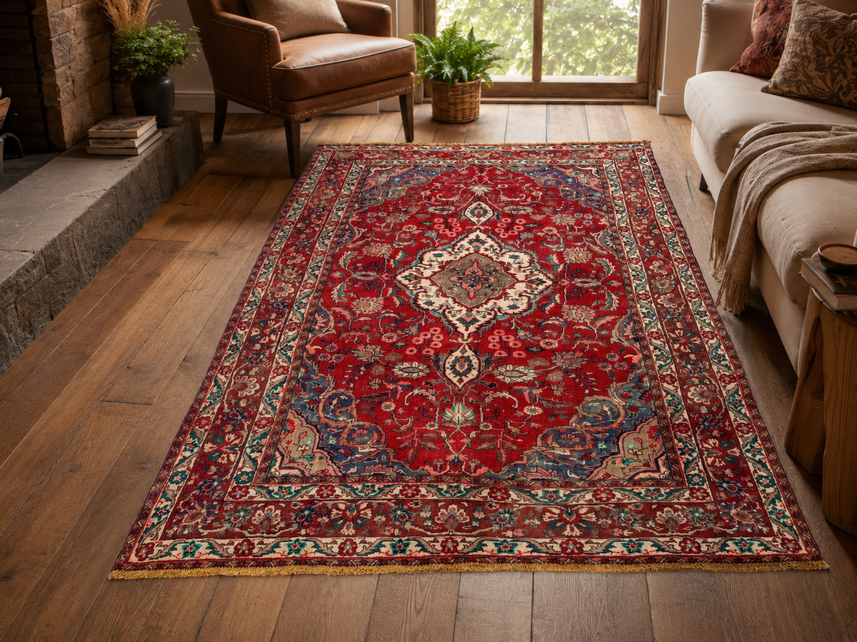 Handgeweven Perzisch wollen vloerkleed 213x305 cm room styling example