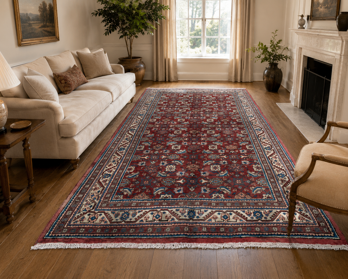 9'9" x 5'3" Handmade Persian Wool Rug styled in a room