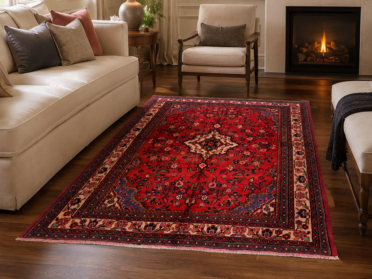 9'3" x 6'7" Handmade Persian Wool Rug room styling example