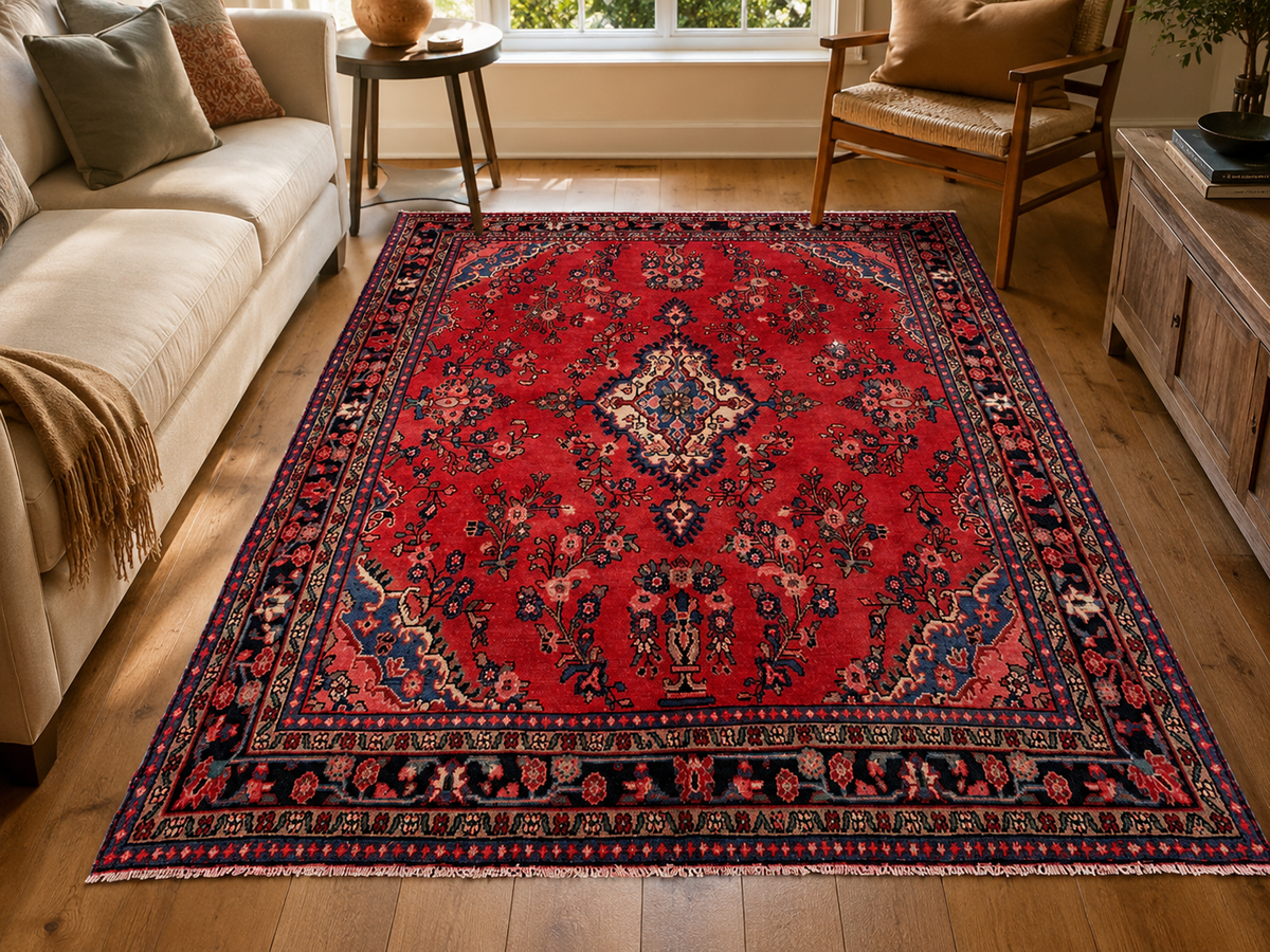 Handgemaakt Perzisch wollen vloerkleed 213x305 cm room styling example