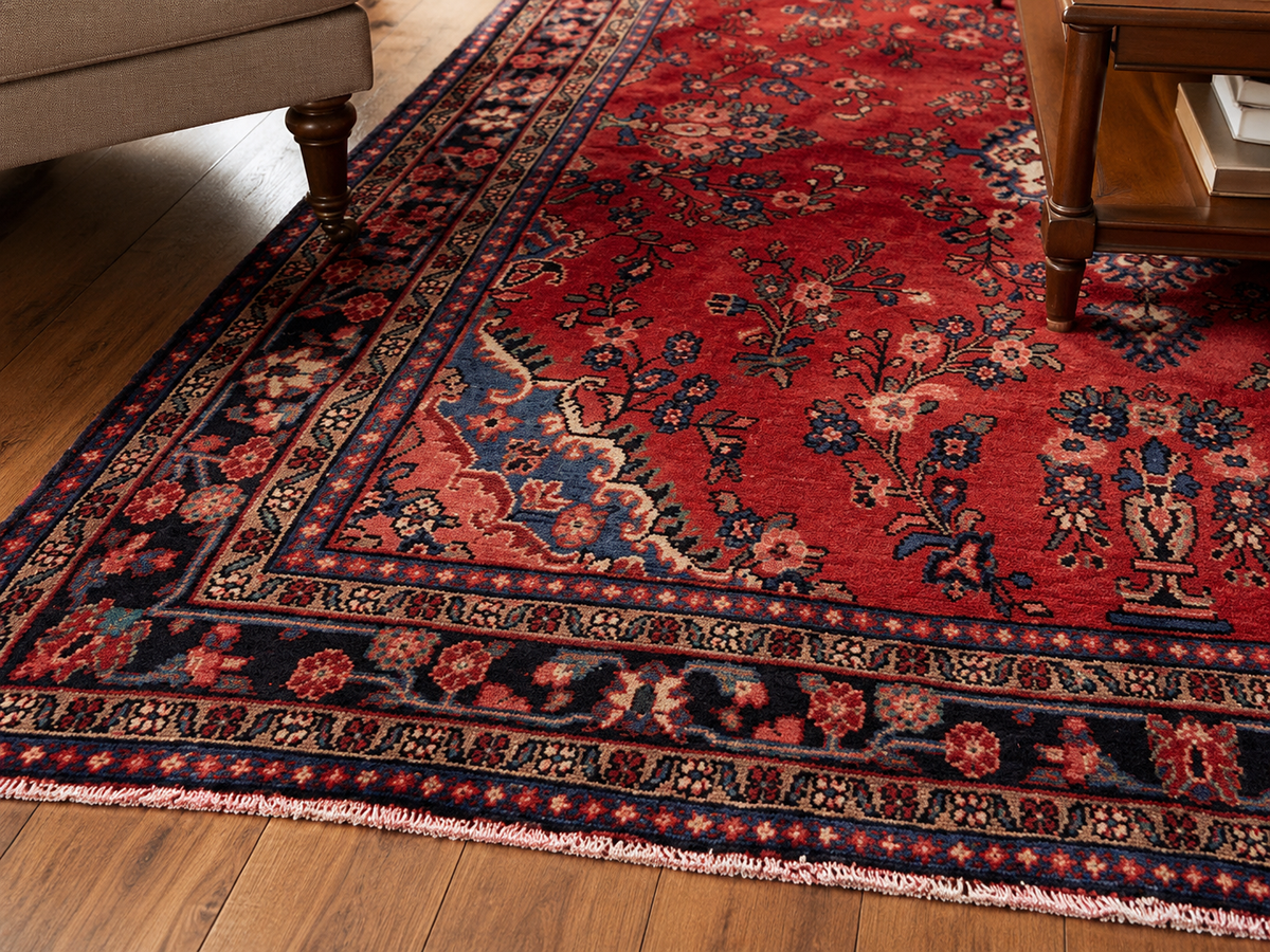 Handgemaakt Perzisch wollen vloerkleed 213x305 cm wool texture and pattern detail