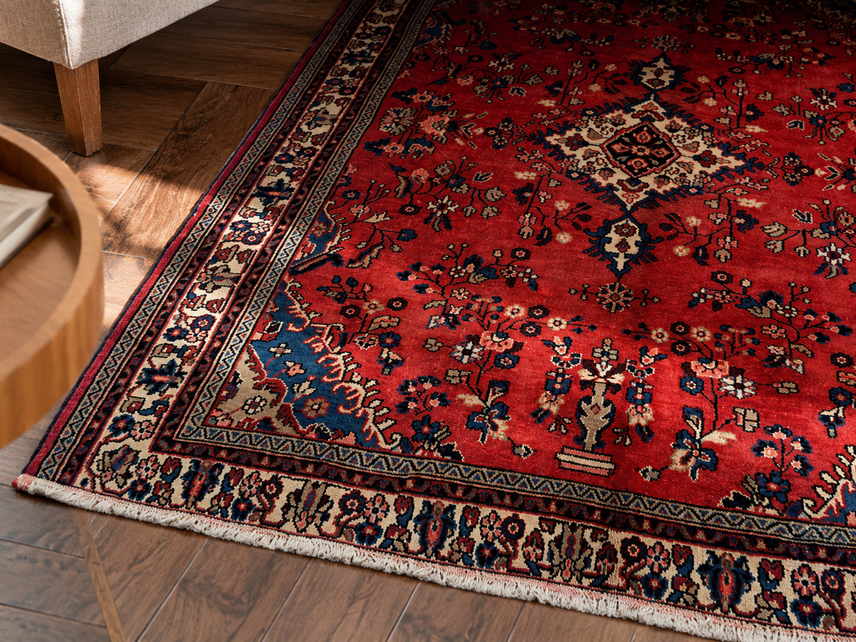 9'3" x 6'10" Handmade Persian Wool Rug wool texture and pattern detail